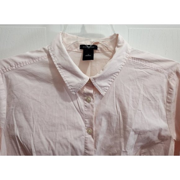 Ann Taylor Women's Long Sleeve Button Up Career Blouse Top Solid Pink Size 10 - Picture 2 of 11